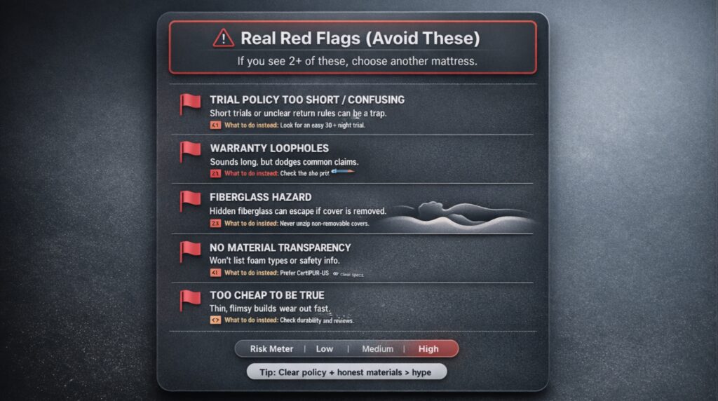 What mattresses should you stay away from? (real red flags)