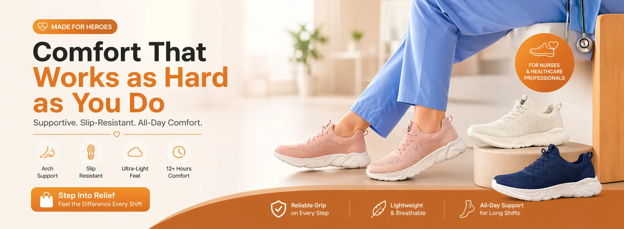 Comfortable footwear for healthcare professionals