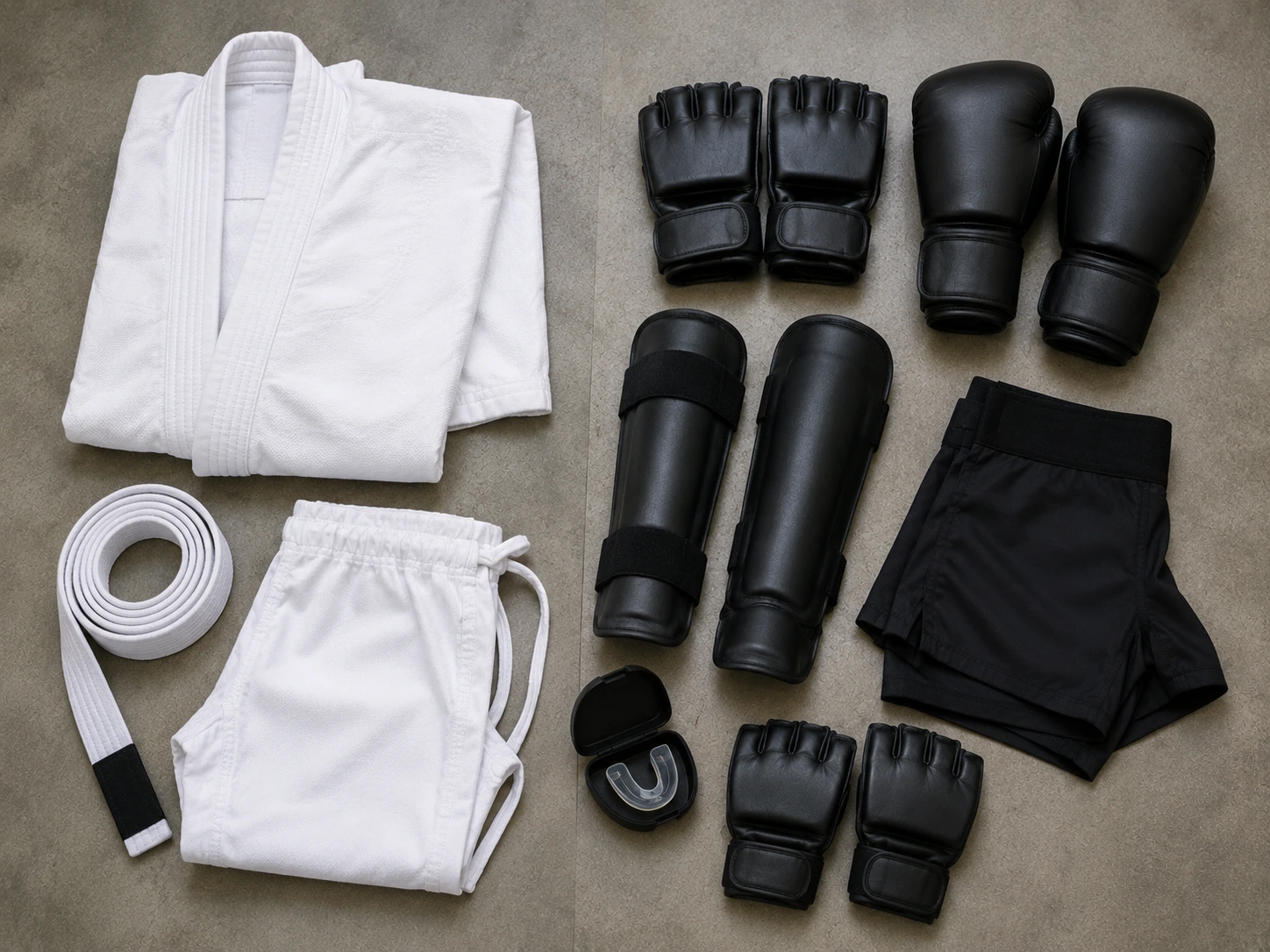 BJJ vs MMA Gear Flatlay
