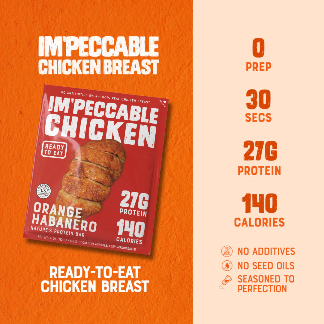 Impeccable Chicken Orange Habanero official product image showing ready-to-eat chicken breast details