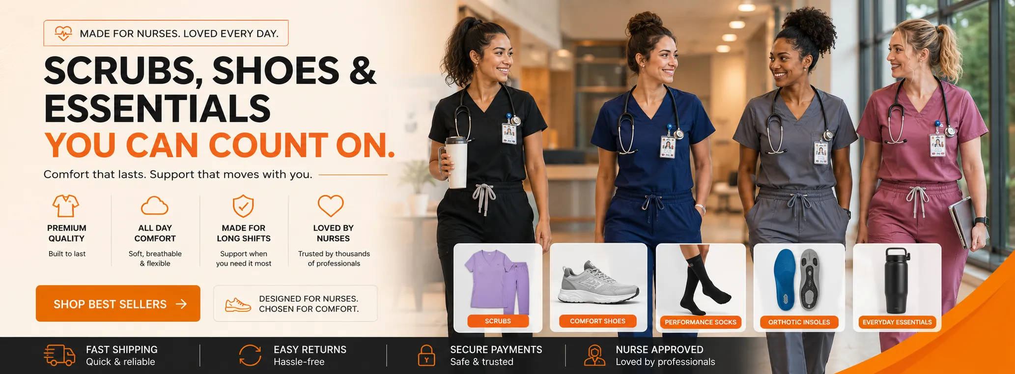 Comfortable footwear for healthcare professionals
