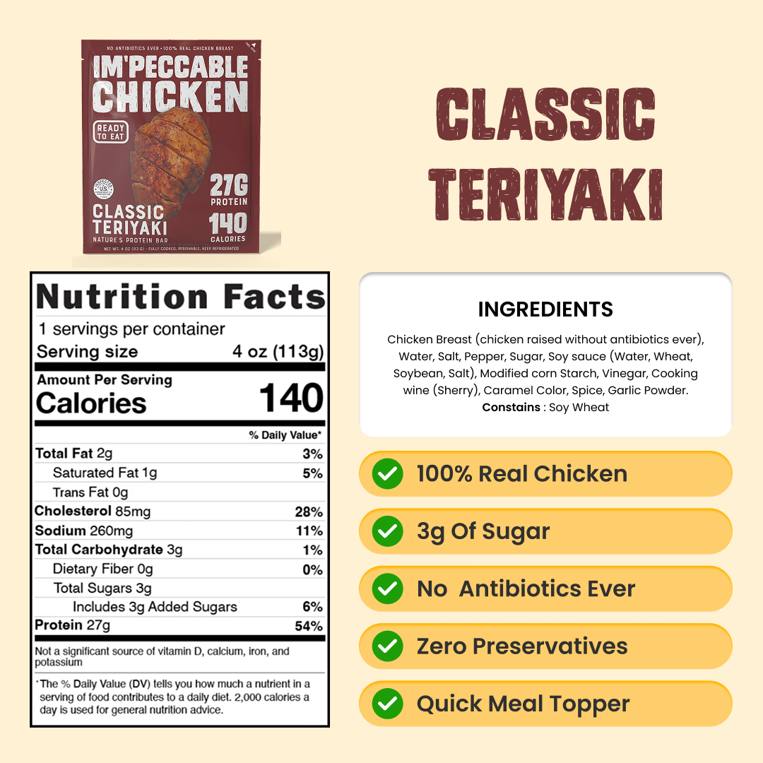 Impeccable Chicken Classic Teriyaki official nutrition and ingredients image
