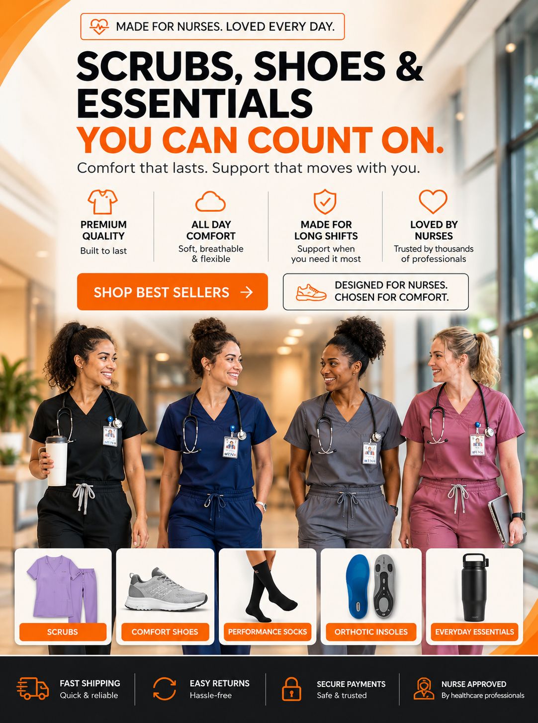 Comfortable footwear for healthcare professionals