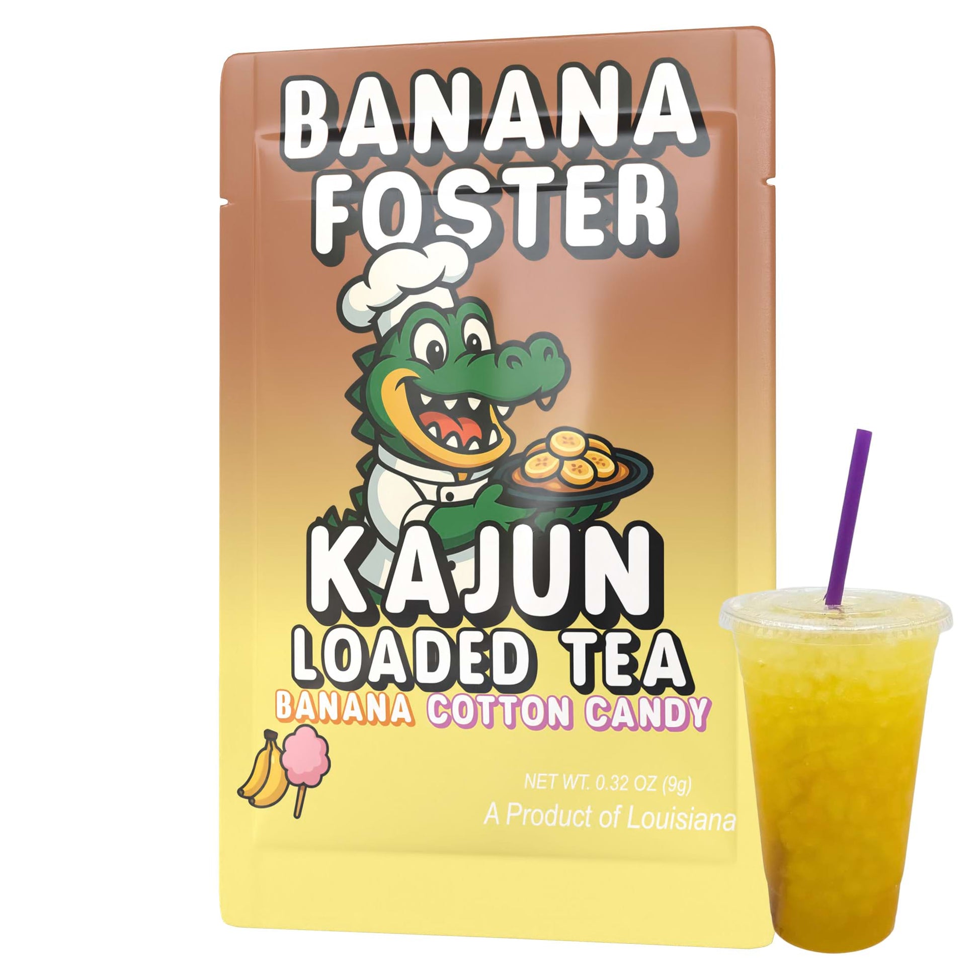 Banana Foster loaded tea packet from Kajun Loaded Tea