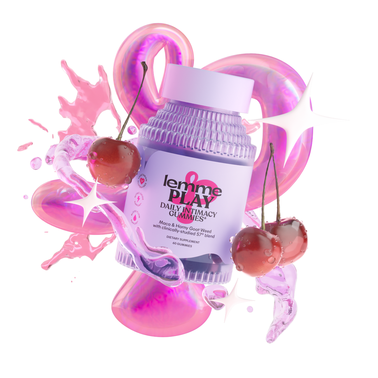 Lemme Play Daily Intimacy Gummies with cherry-themed product artwork