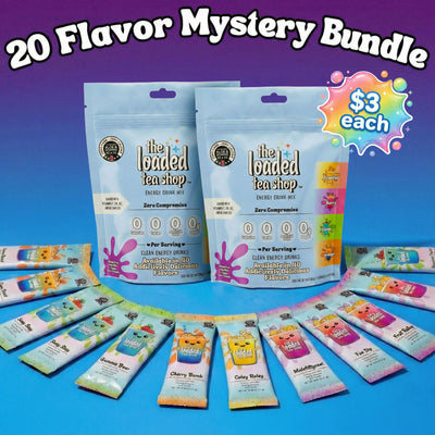 Variety of loaded tea packets from The Loaded Tea Shop