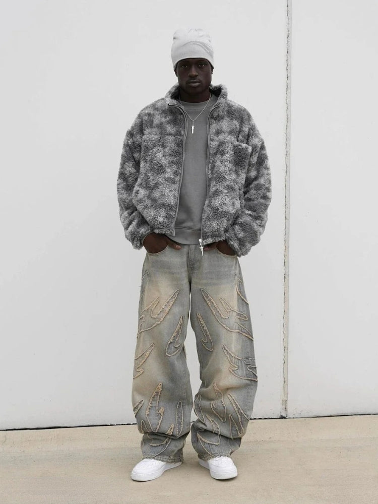 Model wearing DeCarba Distressed Washed Denim